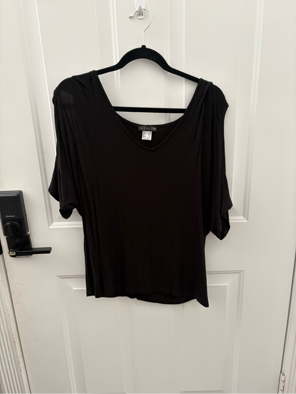 VENUS Black V-Neck Dolman Top